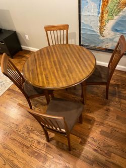 42” diameter wood table and chairs