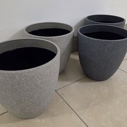 *** NEW LOW PRICE *** PAIRs of 12" (Diameter) Gray Resin Planters @ Lasting Creations