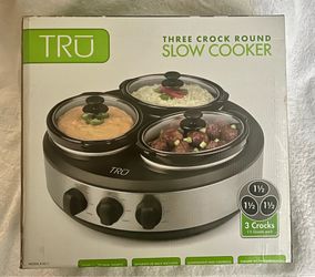 TRU Three Crock Round Slow Cooker Buffet Server