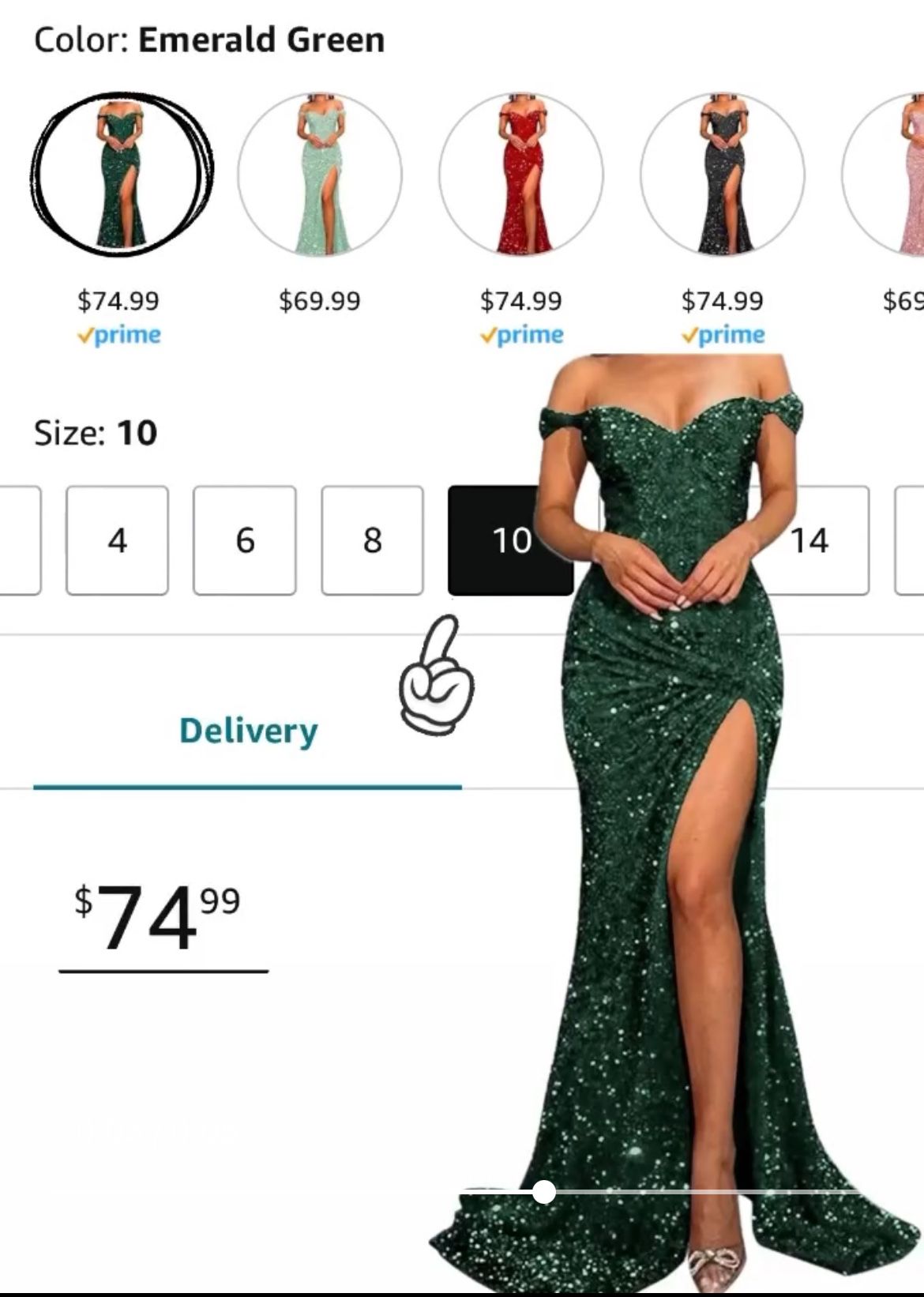 Size 10, Green Sequence Prom Dress