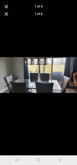 Glass dining table and 6 chairs