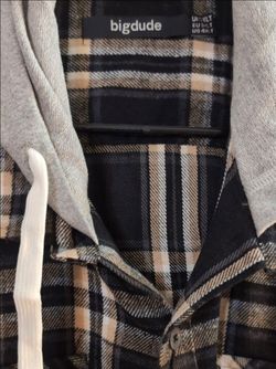 Big Dude Plaid Flannel Hooded Shirt US 4XLT