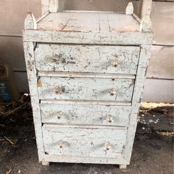 Small Antique  Chest, With Drawers& Glass Knobs