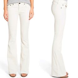 RAG & BONE Winter White Mid-Rise Corduroy Elephant Bell Flare Leg Pants NEW