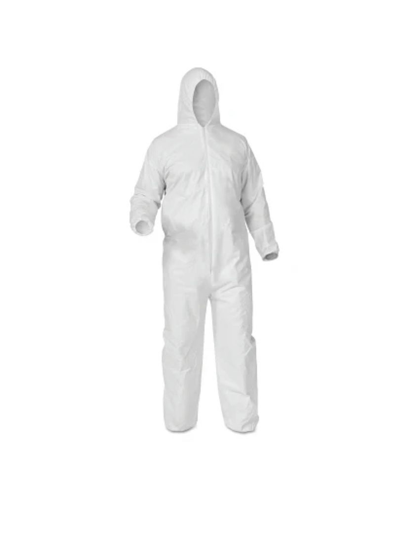 Kimberly-Clark Professional 38942 KleenGuard A35 Economy Liquid & Particle Protection Coveralls, Zipper Front/Elastic Wrists/Ankles/Hood, White, 3XL