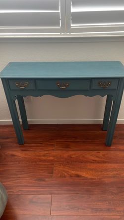 Teal Painted Console Table with Drawers
