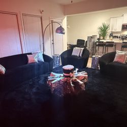 Black Sofa & Chairs 