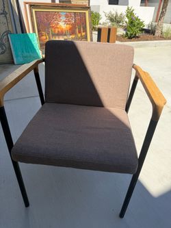 Modern Accent Chair with Wood Armrests
