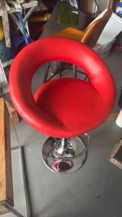 Stool Modern Red Adjustable Bar Stool – Chrome Base