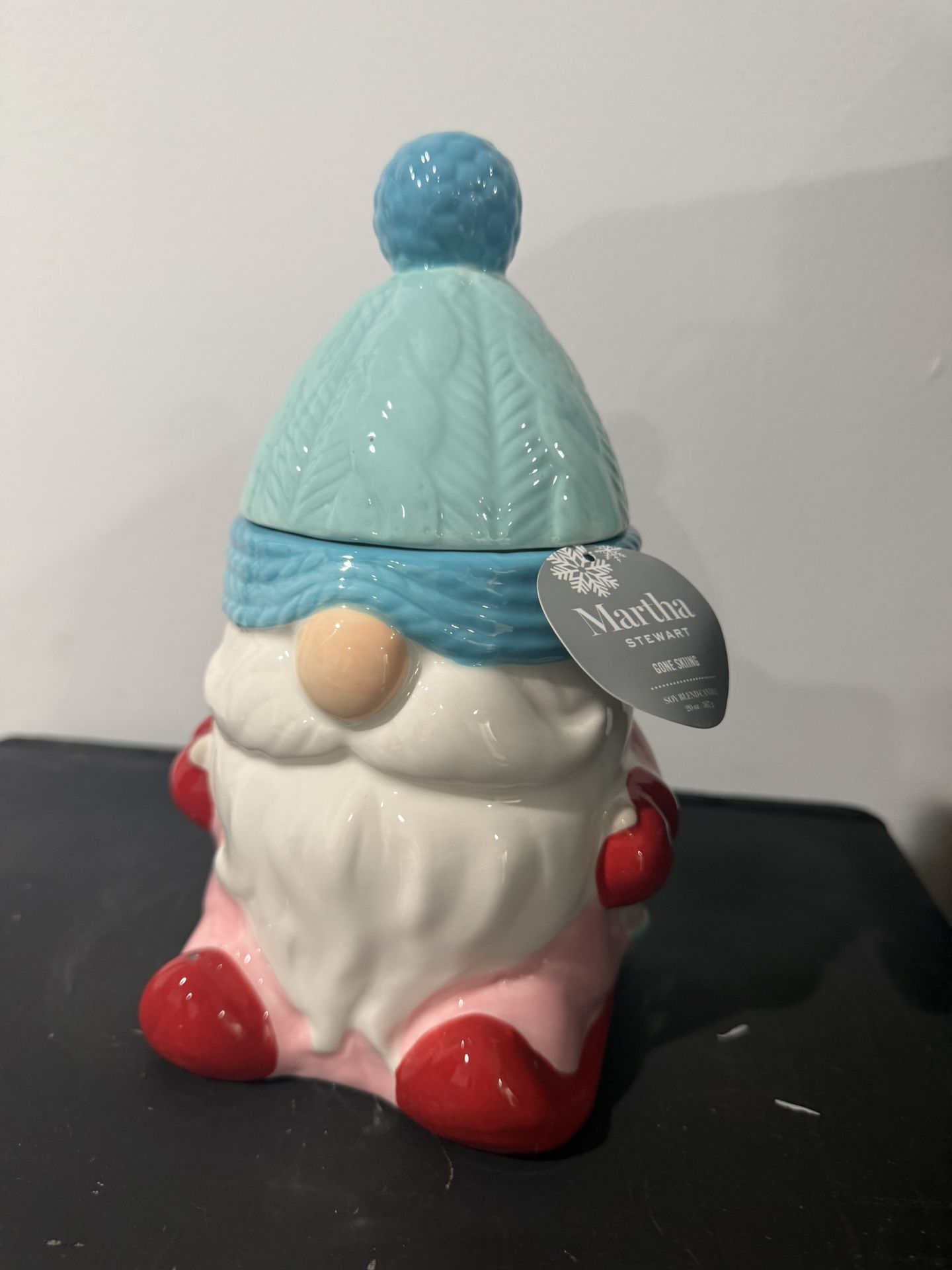 New Martha Stewart Christmas Gnome Ceramic Candle