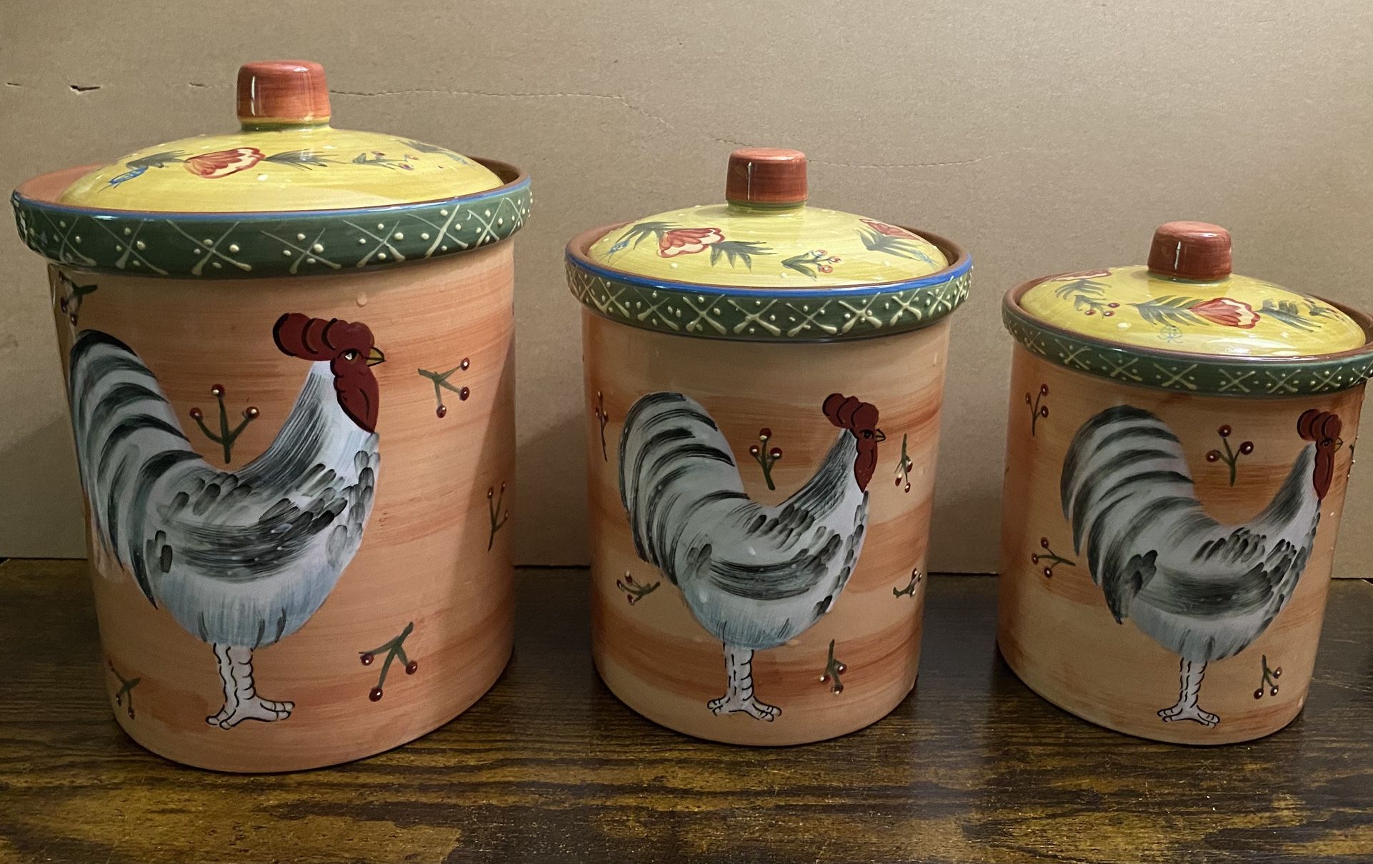 Stunning Vintage Hand Painted Ceramic Canister set
