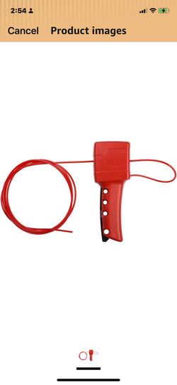 Brady Lockout, Red With 8’ Nylon Sheathed Metal 1/8” Cable