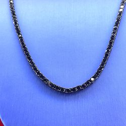 925 Silver 22” CZ Black Necklace 28.50g 3mm 180335