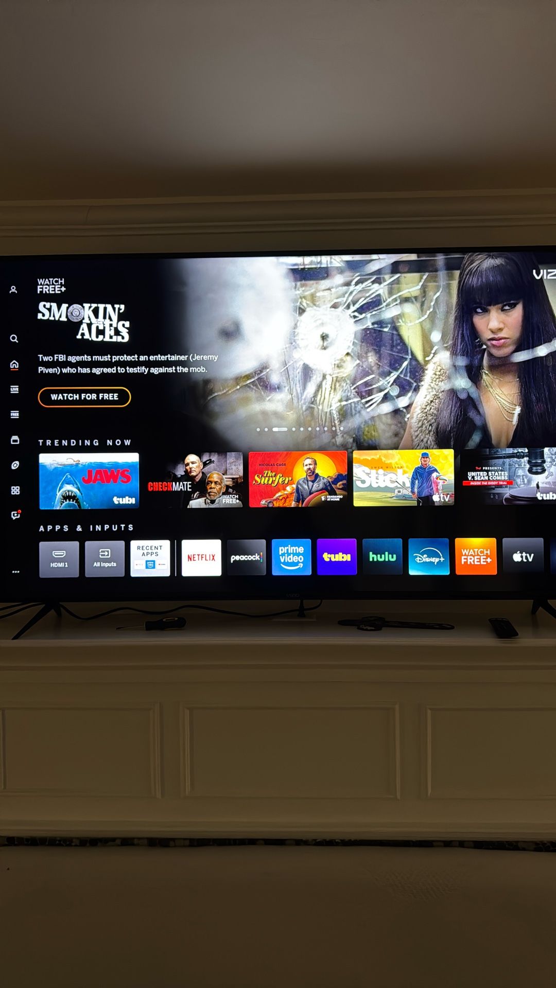 65” Vizio tv With Remote And Legs And Wall Mount  Like New 
