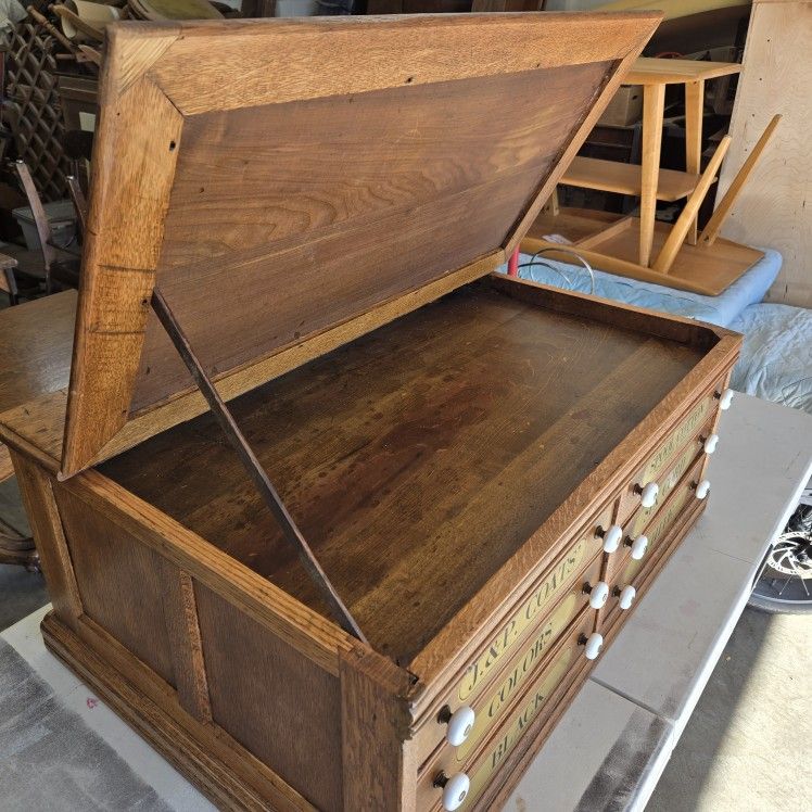 Antique JP Coats Spool Cabinet