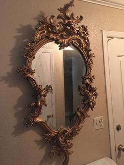 Gold Leaf Large Mirror (Antique, Wood)