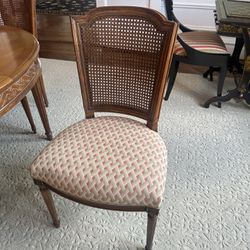 10 vintage antique dining chairs with wicker cane back 