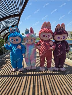 Labubu monsters blue rainbow red Mascot Costume For Sale Halloween Party Event