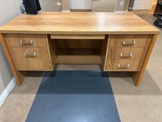 Large Wood Desk with Drawers