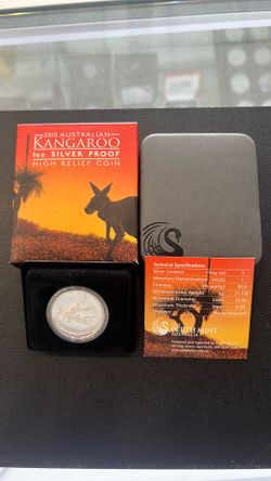 2010 Australia Kangaroo 1 oz Silver Proof Coin - High Relief in OGP !