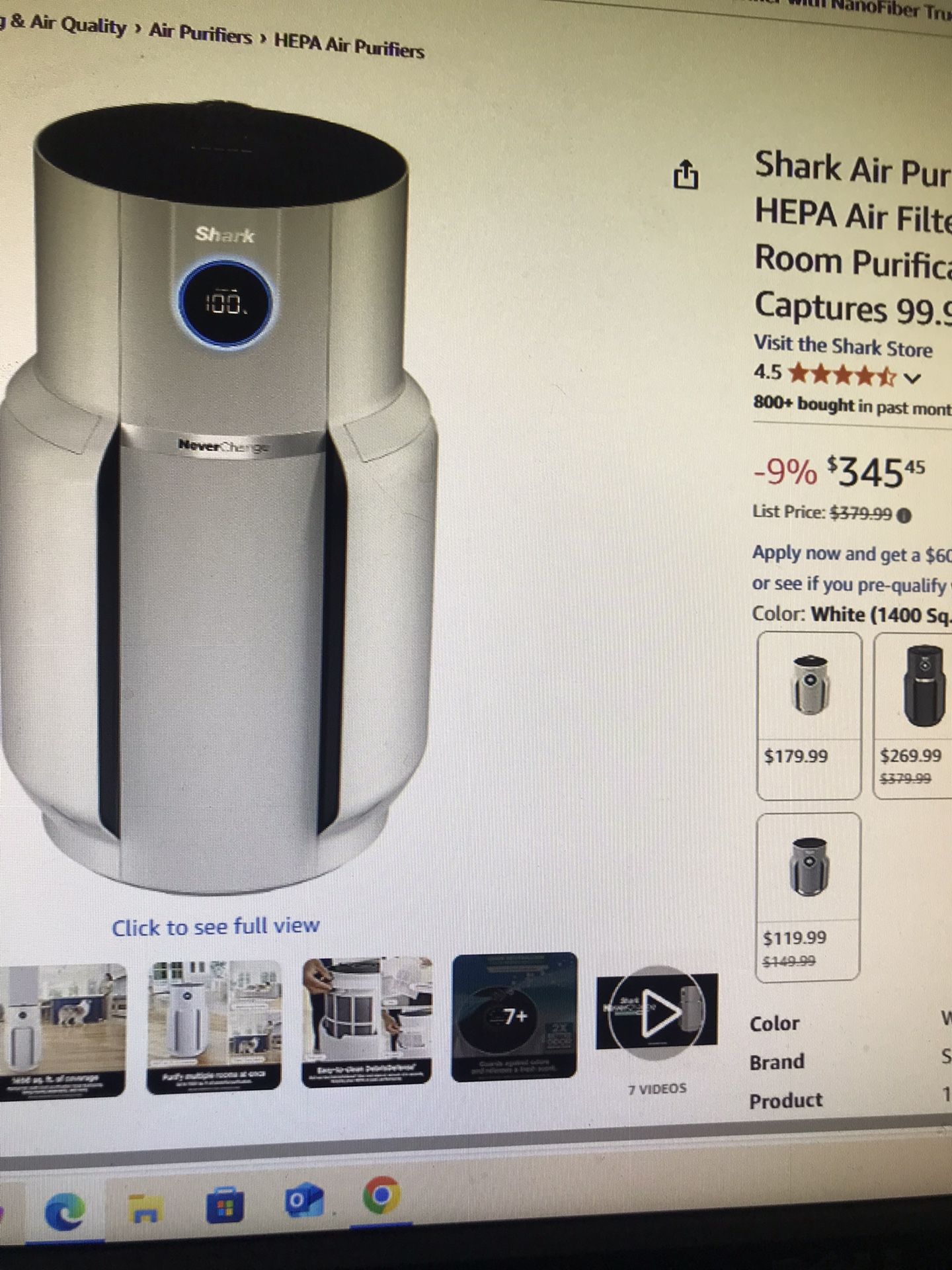 shark Never Change Air Purifier With No Odor Filter