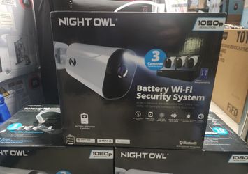 Night Owl 10 Channel 4K Wi-Fi NVR with 1TB Hard Drive and 3 Wire Free (Battery) 1080p HD Spotlight Cameras