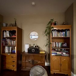 Set Of Two Wood Bookshelves 