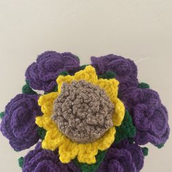 Purple Rose With Sunflower 