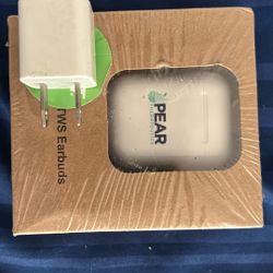 Pear Wireless Earbuds New In Box Very Similar To Apple Earbuds Comes With Real Apple Charger Block!!