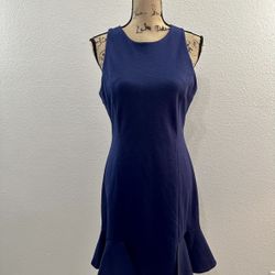 Banana Republic Blue Sleeveless Ponte Ruffle Hem Dress size 6