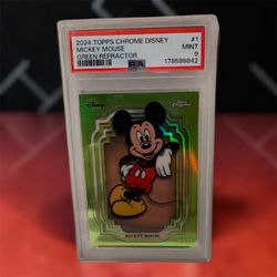 2024 Topps Chrome Disney Mickey Mouse Green Refractor PSA 9