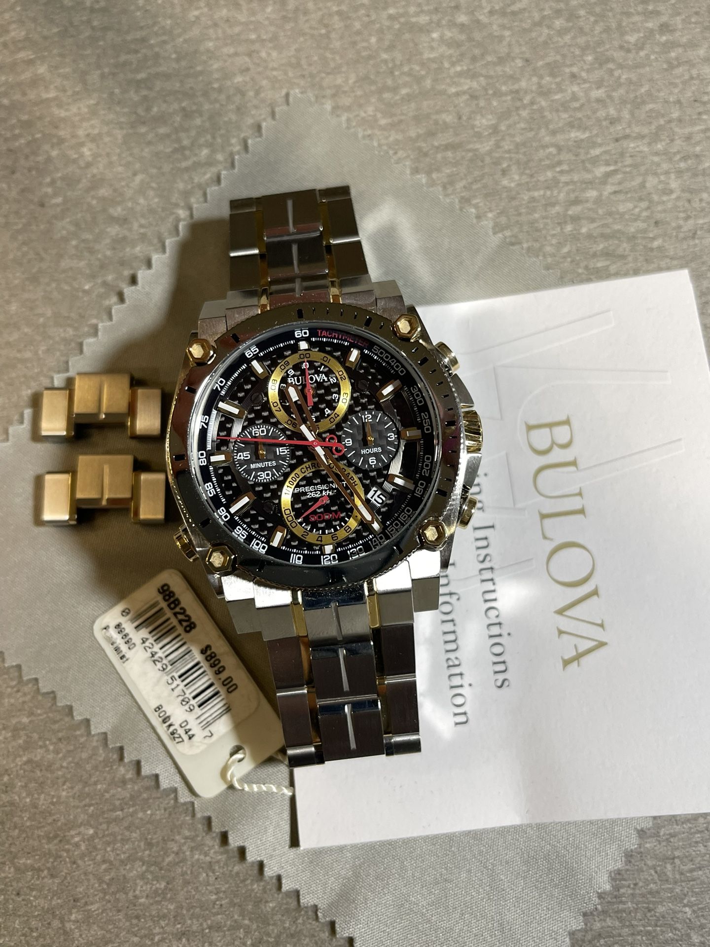 Bulova Men's Icon High Precision Quartz Chronograph Watch, Curved Mineral Crystal, 300m Water Resistant, Continous Sweeping Secondhand, Luminous Marke
