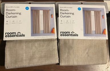 Room Essentials Room-Darkening Curtains Tan 84 inch (2 panels)