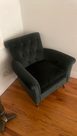World market, Chesterfield style emerald green arm chair