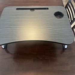 Portable Folding Laptop Bed Tray Table w/ Cup Holder & Tablet Slot