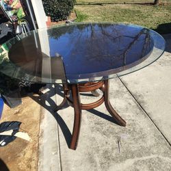 Wood And Glass Tall Table