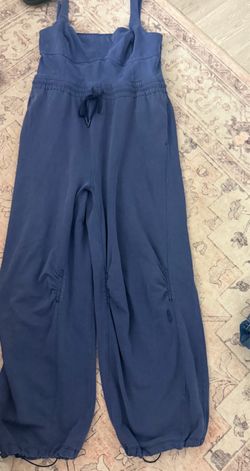 Free People Blue Wide-Leg Jumpsuit with Drawstring
