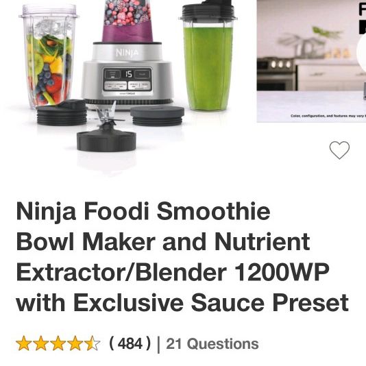 Ninja Foodi Smoothie Bowl Maker and Nutrient Extractor/Blender 1200WP with