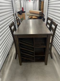 Dining room set with wine bottle shelves