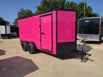2027 New 6x14 TA Screwless Enclosed Trailer | Blackout | Spoiler Package | .08 polycor | dexter axles | 1188 (PINK)