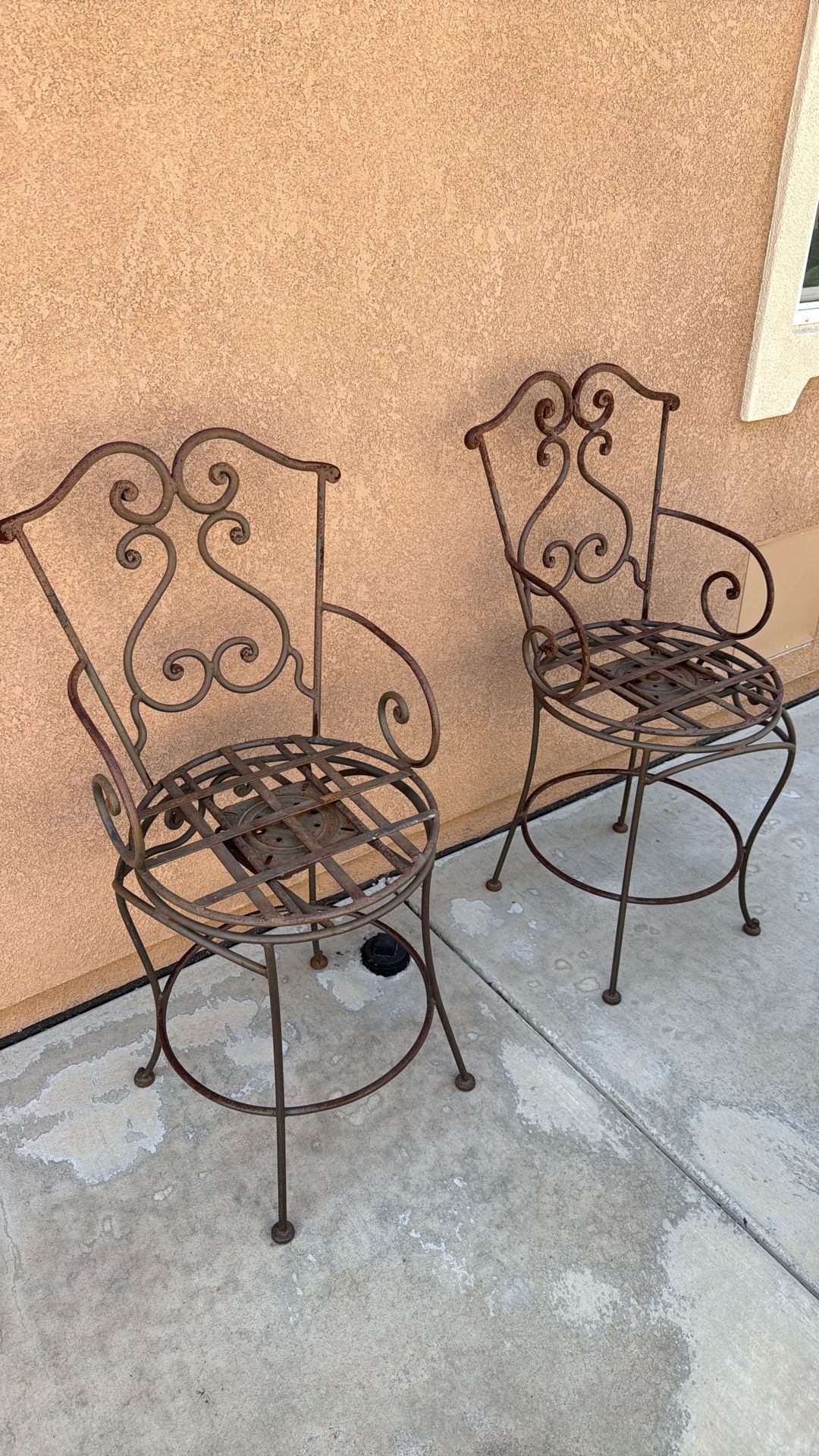 2 Solid Iron Chairs. Indoor/ Outdoor. Chusions Included.