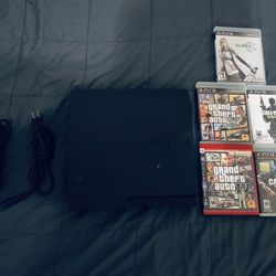 Sony Playstation 3 PS3 Slim Console and five games bundle lot fully functional adult owned. Please check out photos and read info.