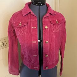 Old Navy Dark Pink Corduroy Jacket Coat With Buttons - Girls XL