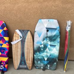 Three Boogie Boards Plus Beach Umbrella 