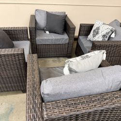 Grey Outdoor Patio Furniture Set Chairs 
