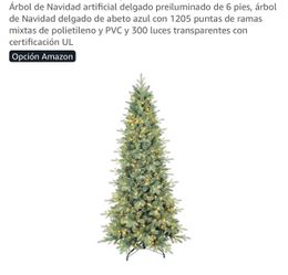 6-Foot Pre-Lit Slim Artificial Christmas Tree – Slim Blue Spruce Christmas Tree
