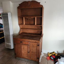 Vintage brown wooden kitchen hutch cabinet pantry armario de cocina