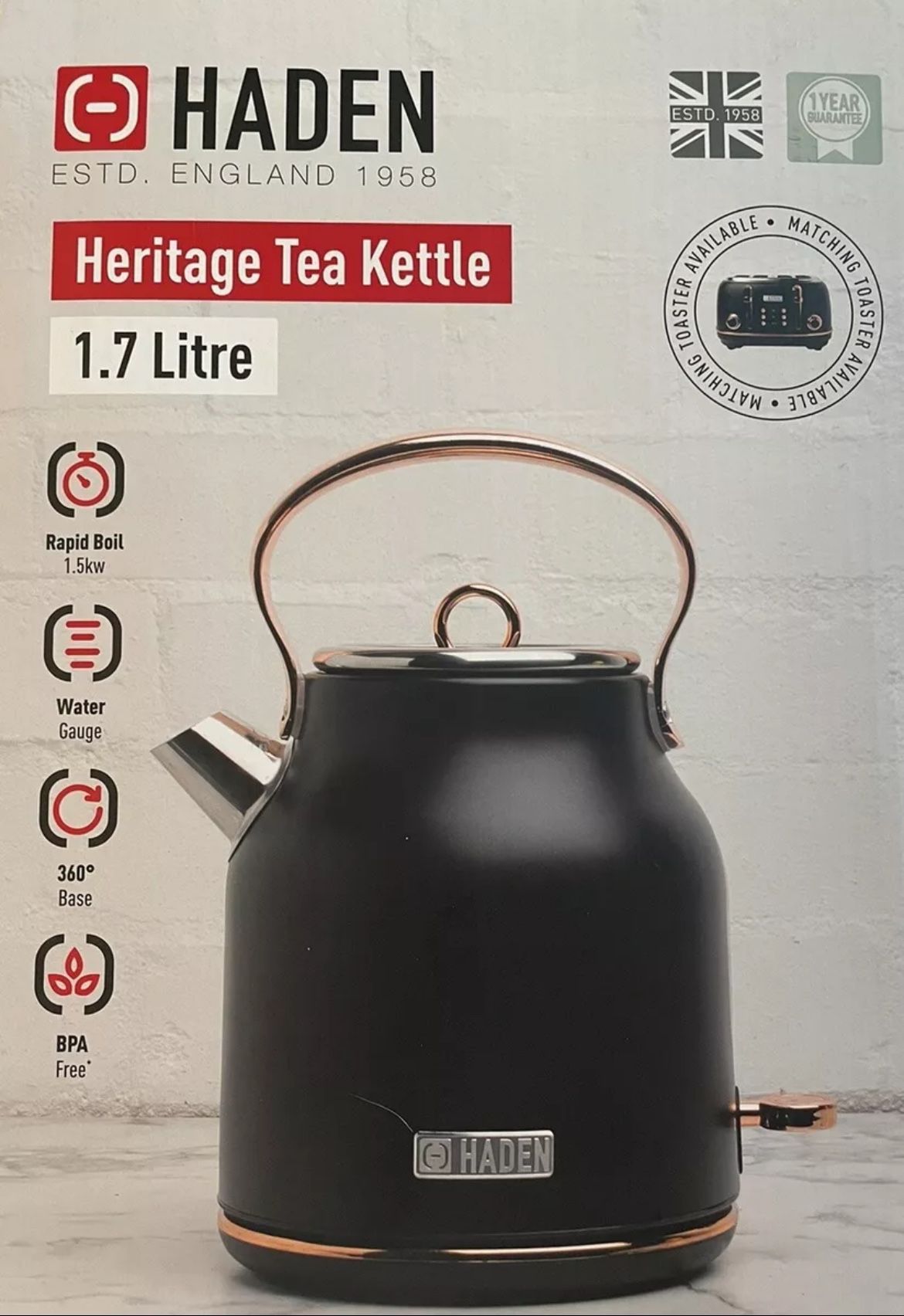 Haden Heritage Stainless Steel Electric Cordless Kettle