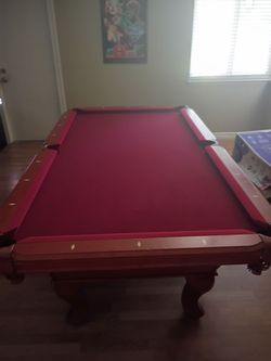 Pool Table with Red Felt