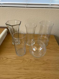 5 Glass Flower Vases